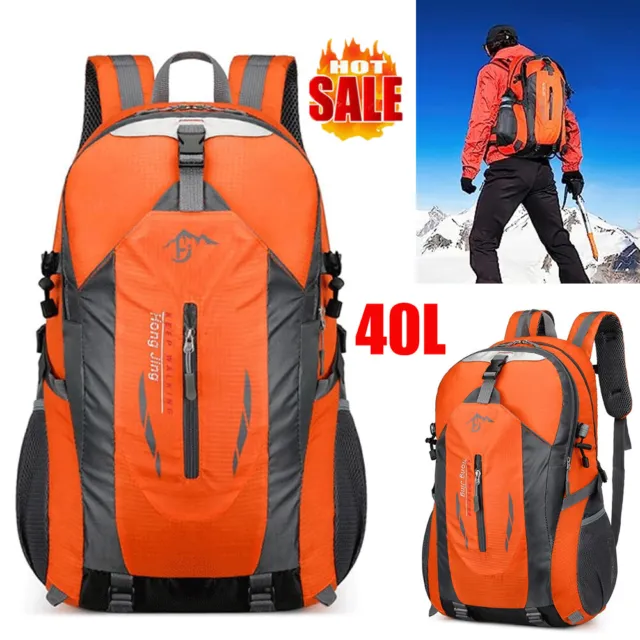 40L Large Bag Waterproof Backpack Camping Hiking Walking Outdoor Travel Rucksack