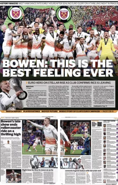 West Ham United Europa Final Fiorentina 2023 7th 8th 9th June Newspapers Bowen