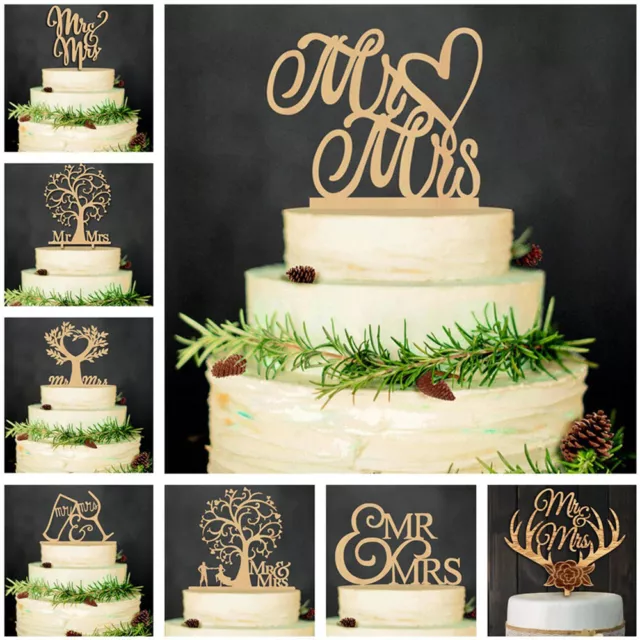 Wooden Wood Cake Topper Bride and Groom Cake Decorations Wedding Supplies