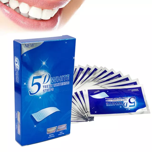 5D White Bandes de Blanchiment des Dents en Gel Soins Hygiène Kit Dents Blanches