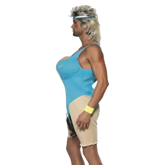 Men`s 80`s Fitness Instructor Costume Adult Retro Leotard Aerobics Fancy  Dress
