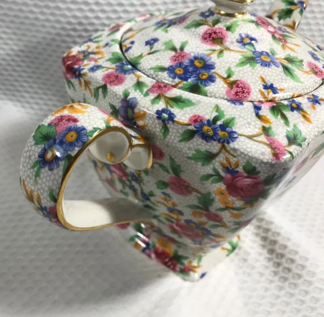 Royal Winton Grimwades Old Cottage Chintz 1995 Teapot With Instructions 9