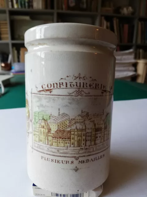 Ancien POT A CONFITURE publicitaire POLYCHROME confiturerie EXCELLENT ETAT