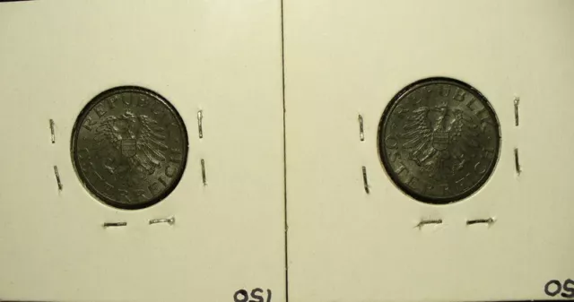 Austria 1957 5 Groschen Uncirculated Coins (2) 2
