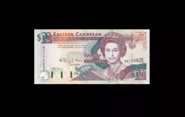 1993 EAST CARIBBEAN STATES QEII $20 ST. LUCIA **L** (( aUNC ))