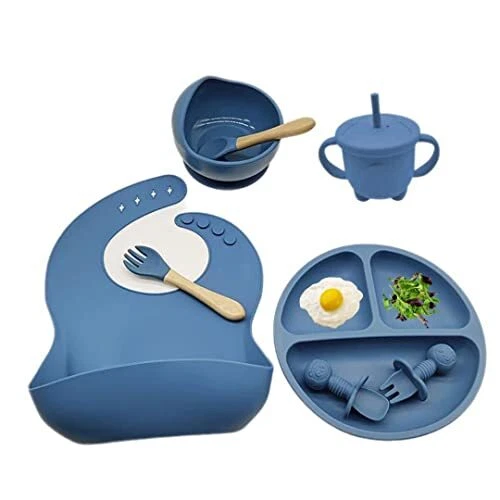 9 PCS Baby Feeding Set-Suction PlateSuction BowlBaby Spoons & ForksBibsSippy ...