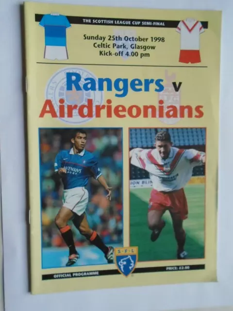 Rangers v Airdrieonians 1998 Scottish League Cup semi final at Celtic