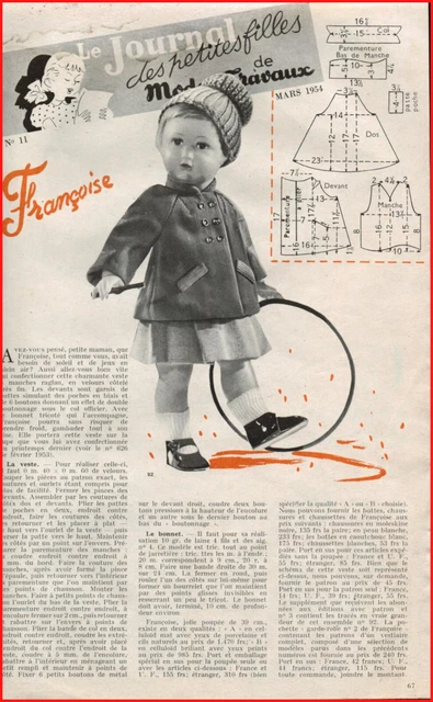 page poupées MODES ET TRAVAUX 11/1956 Françoise, Michel