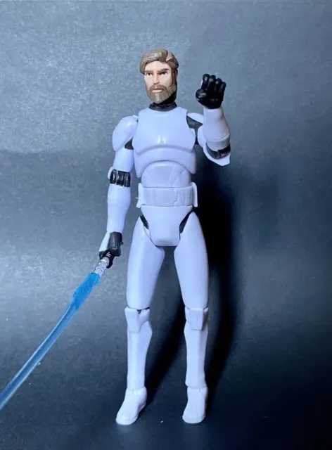 Custom Wars Jedi Clone Obi-Wan Kenobi Figure 3.75inch. Kein SW Hasbro Orginal.