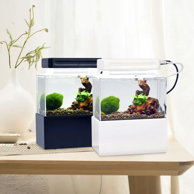 Mini Fish Tank Desktop Acrylic Aquarium Tank Bowl for Goldfish Betta Small Fish 4