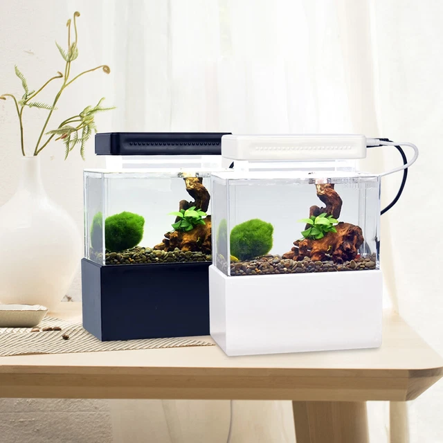 Mini Fish Tank Desktop Acrylic Aquarium Tank Bowl for Goldfish Betta Small Fish 2