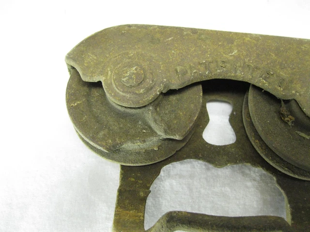 Sure Grip Antique Cast Iron Barn Door Track Roller Hardware Pulley Wheel Vtg Old 2