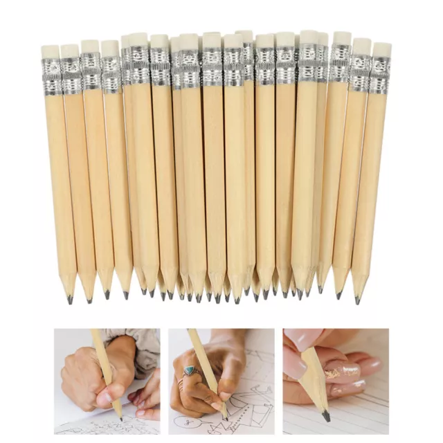 60 Pcs Mini Short Pencil Wooden Student Use Erasable Pencils