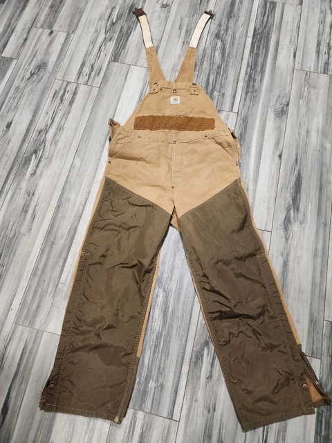 Vtg Carhartt BU256 36X30 Duck Unlined Donut Fly Hunting Bib Overall USA