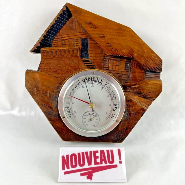 BAROMÈTRE THERMOMÈTRE ANCIEN en bois mural EUR 25,00 - PicClick FR
