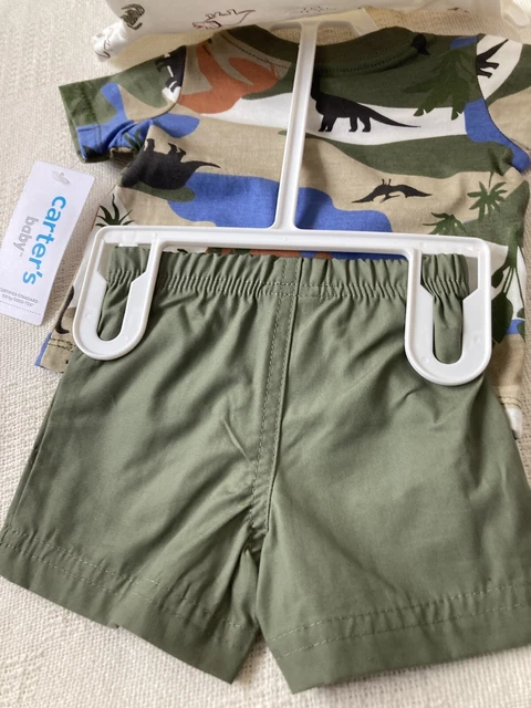 carters baby boy newborn 3 piece dinasour short outfit NWT 3