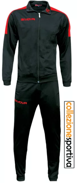 TUTA UOMO/DONNA GIVOVA REVOLUTION TRAINING PERÙ SPORT RELAX-TR033 col.nero/rosso