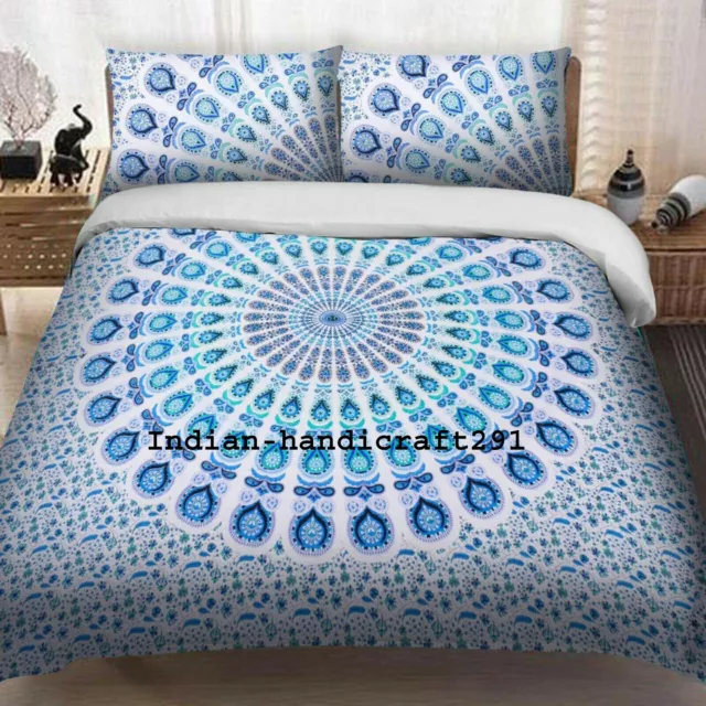 Parure de Lit Set Housse Couette Doona Taille Double Mandala Indien Hippie Gitan