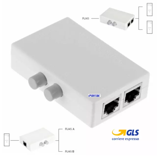 Switch di rete manuale interruttore commutatore on off ethernet adsl 2 porte