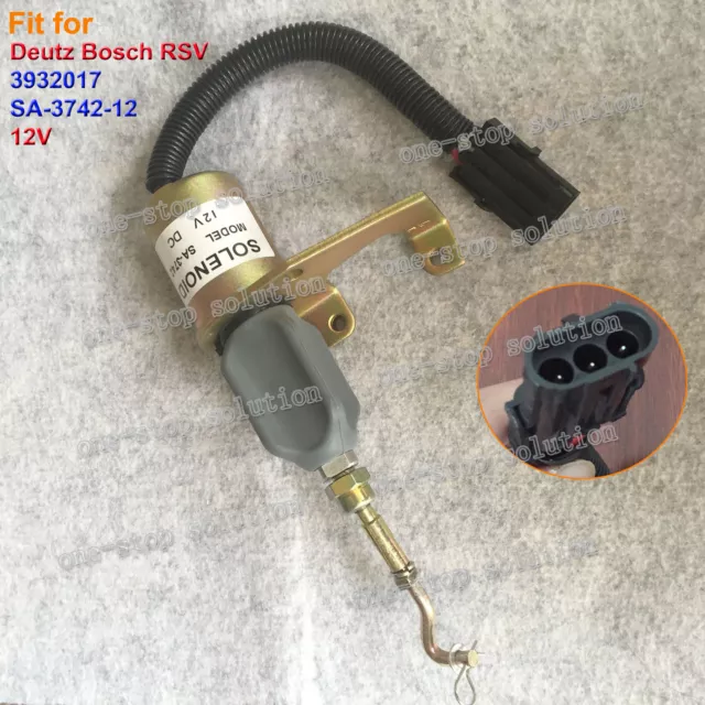 SA-3742-12 12V Fuel Shutoff Stop Solenoid Valve 3932017 Deutz Bosch RSV Coil #