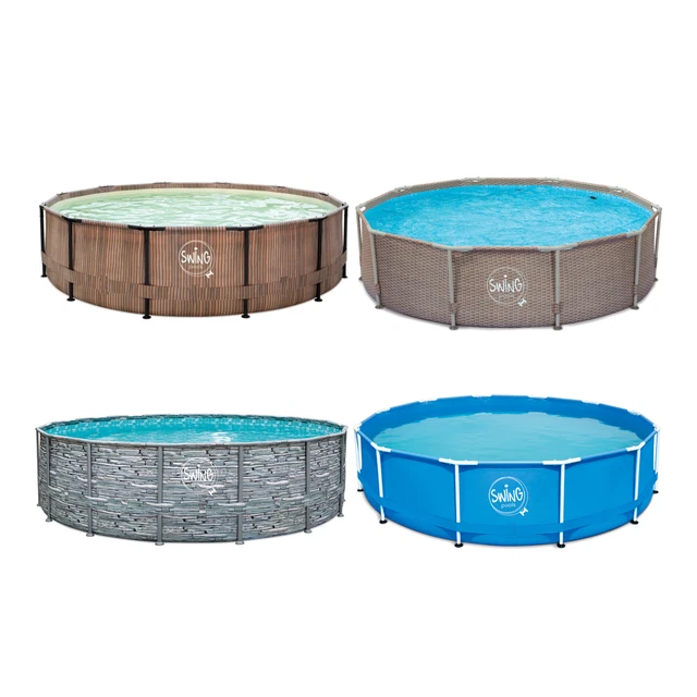 Hanjet Stahlrahmen Pool Rund, 152x38 Cm – PE-Material, Einfach Aufzustellen