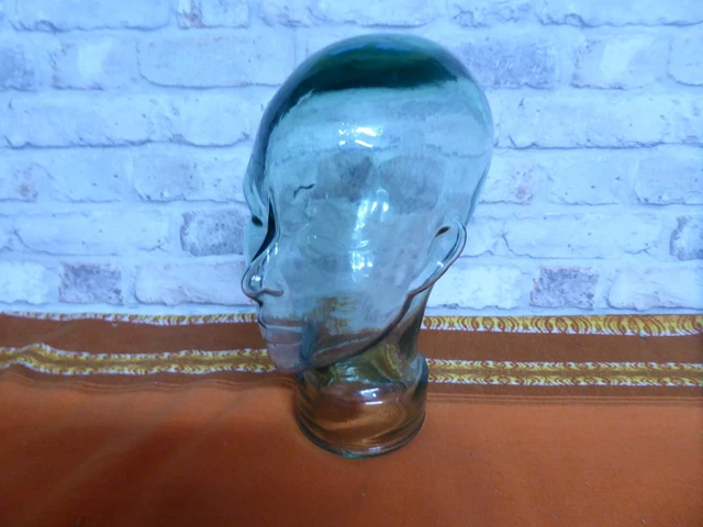 Vintage Glass Head Shop Display Mannequin Head Hats Wigs Props 12" x 9" x 5"