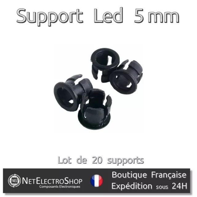 Support Plastique pour LED 5mm - Clip de fixation - 20x