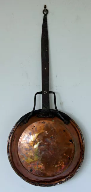 VINTAGE 60cm French Copper Pan - Large Rustic Metal French Kitchen Farmhouse