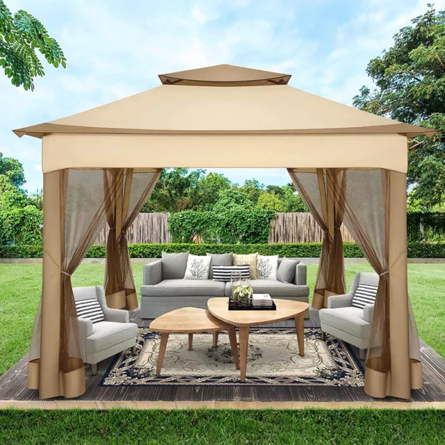 Faltpavillon 3,3x3,3 m Pavillon mit moskitonetz Wasserdicht Partyzelt Gartenzelt