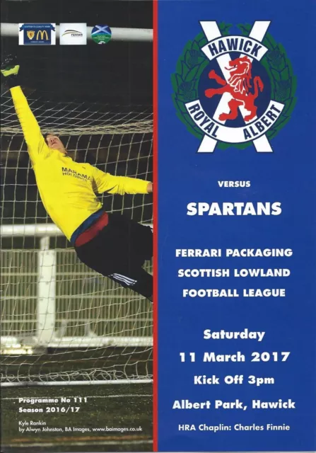 11 MAR 2017 HAWICK ROYAL ALBERT v SPARTANS, LOWLAND LEAGUE