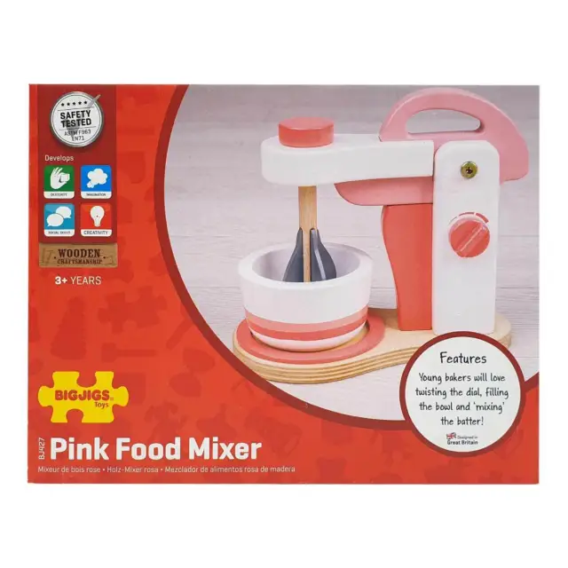 Pink Food Mixer Küchenspielzeug Holz Bigjigs BJ427 ab 3 Jahren