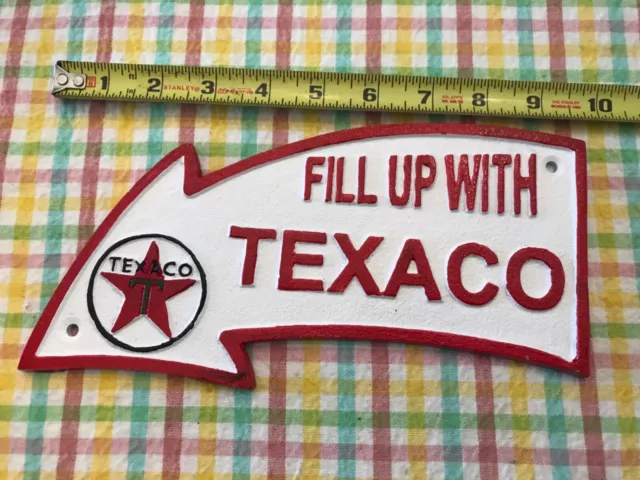 10” Cast Iron Texaco Gasoline Dealer Wall Mounted Plaque Sign