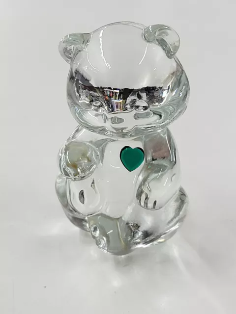 Fenton Crystal Teddy Bear With Green Heart
