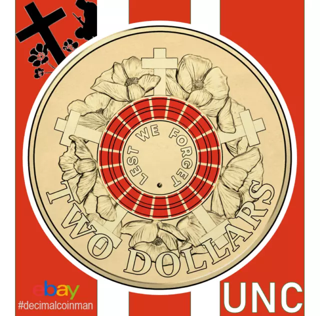 🔴 1 x UNC 2015 "Anzac Cove" - Lest We Forget $2 Two Dollar Coin - War Graves