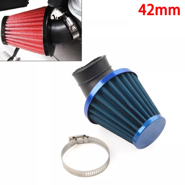 Motorcycle 42mm Air Intake Filter Cleaner Rubber Bend Inlet Stainless Mesh UK