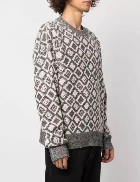 ACNE STUDIOS Checked-Intarsia Crew-Neck Jumper Size XS Orig. $470 NEW