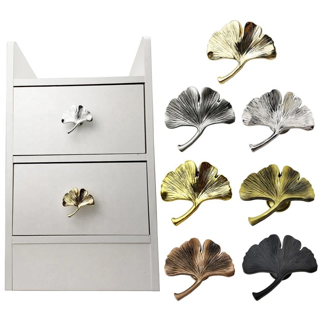 Ginkgo Feuille Laiton Cuisine Boutons Tirer Armoire Nordic Style Tiroir Poignées
