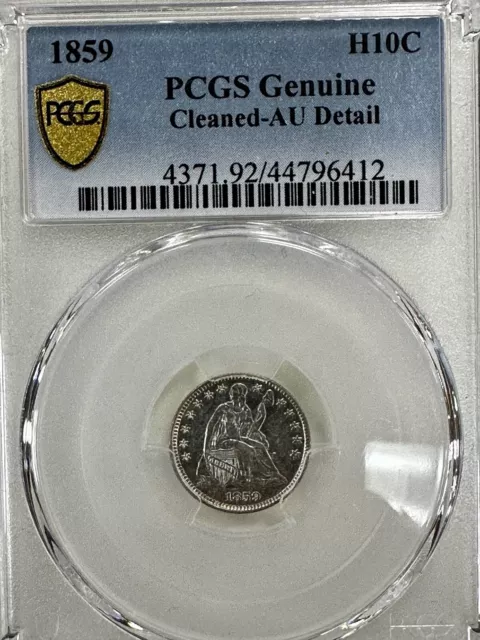 1859 PCGS AU Details Liberty Seated Half Dime 5C 90% Silver Coin US Mint Estate