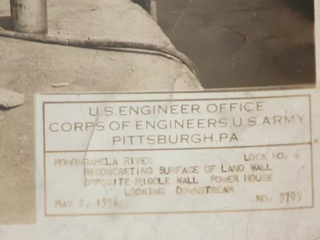 Vtg 1930s US ENGINEER US Army Pittsburgh PA Monongahela River Concrete Project 2