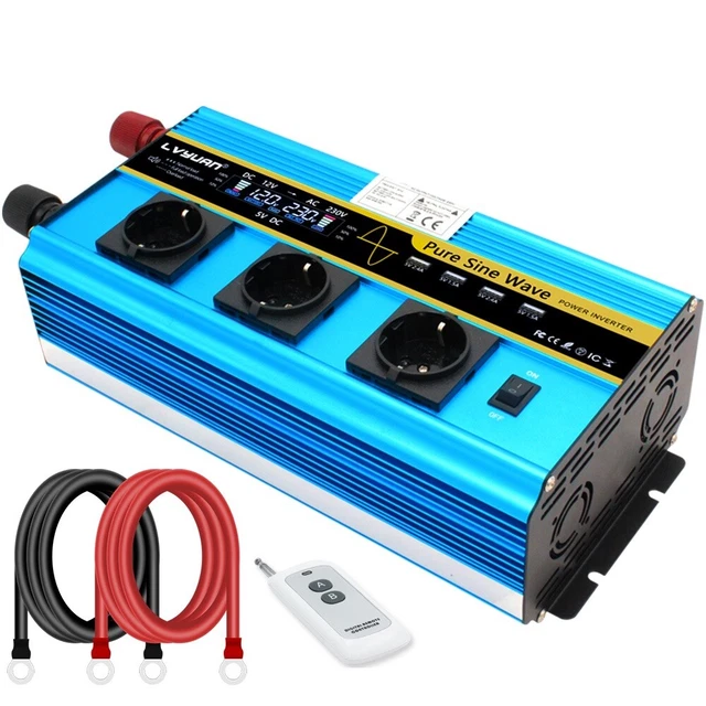 3000W 6000W SPANNUNGSWANDLER 12V auf 230V Reiner Sinus Wechselrichter