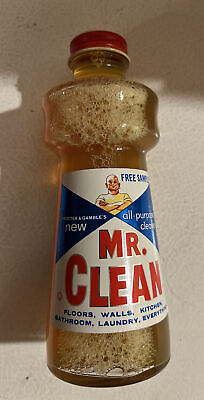Vintage 1960’s Mr. Clean Procter & Gamble NOS Full Cleaner Glass Bottle NOS