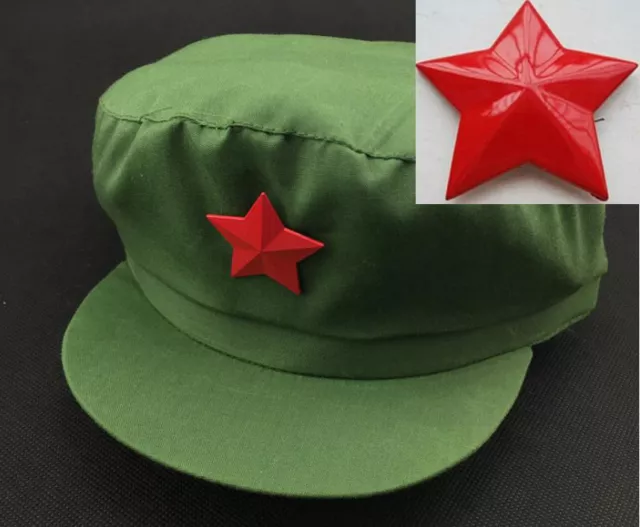 Hat "Chairman Mao Old Army Style" Cap + 1960s Original Army PLA Red Star Badge