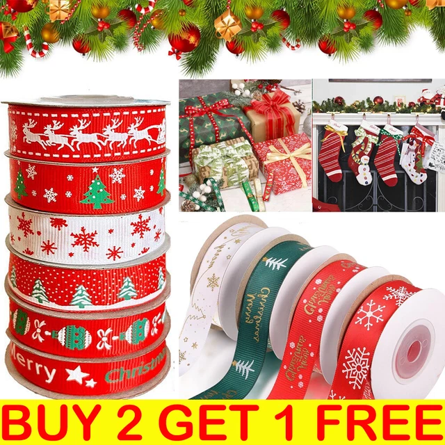 10X Pack Christmas Ribbon Bundles Gift Wrapping Wreaths Decorations Crafts Diy