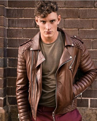 Creased Antique Brown Leather Jacket 