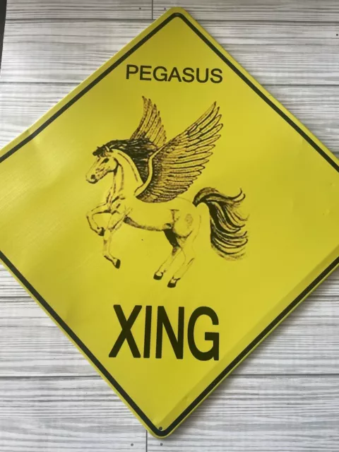 Pegasus XING Crossing Metal Sign 12”X12” Classic Retro Napoleon Dynamite Door