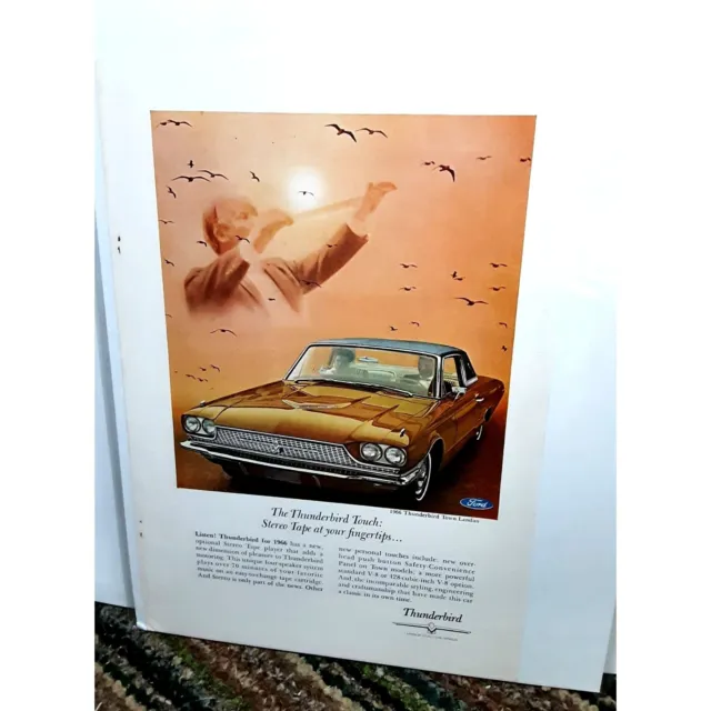 1966 Ford Thunderbird Town Landau Gold Print Ad vintage 60s