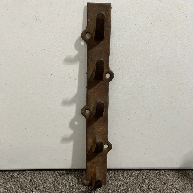 Antique Cast Iron Barn Horse Tack Harness Wall Rack Holder Farm Angled Tool Hook