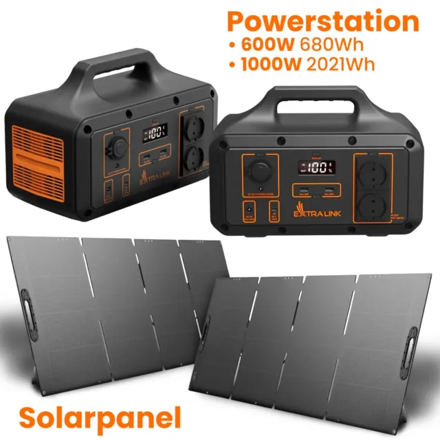 Tragbare Powerstation Solarpanel 600W 680Wh/1000W 1021Wh LiFePO4 für Camping