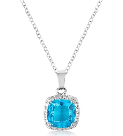 18K White Gold Plated Cubic Zirconia Necklace 20" Inches