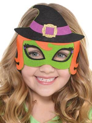 Childs Verde Strega Cattiva Feltro Maschera Occhi Costume Ragazzi Ragazze Bambini Divertimento Halloween 